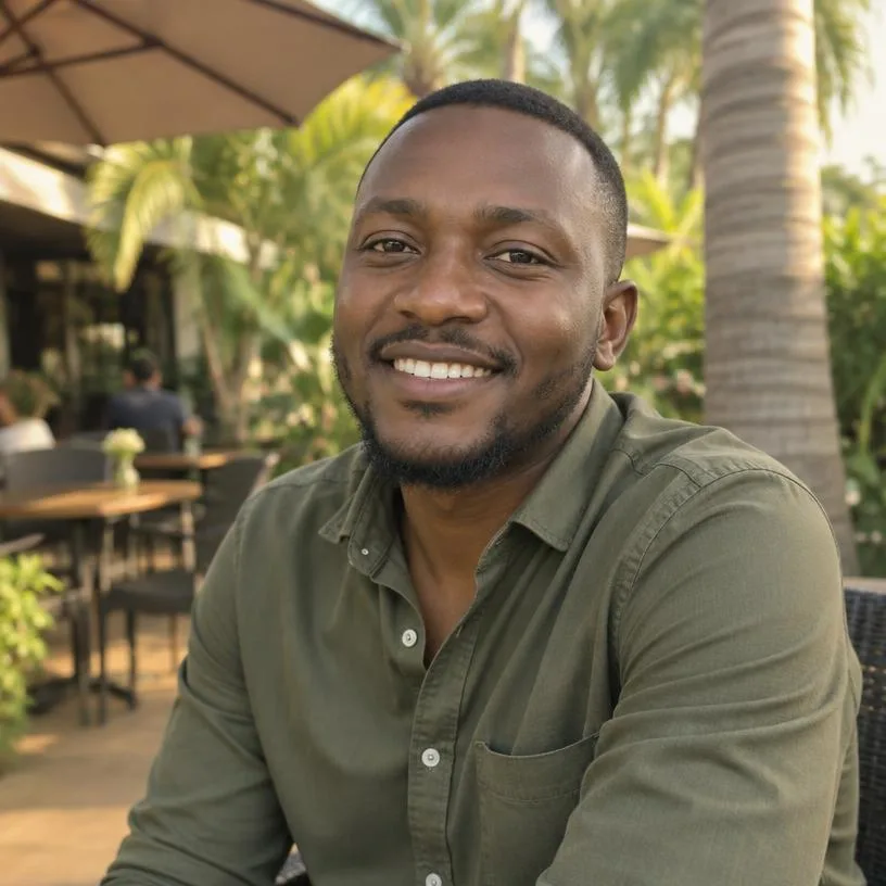 Smiling man outdoors